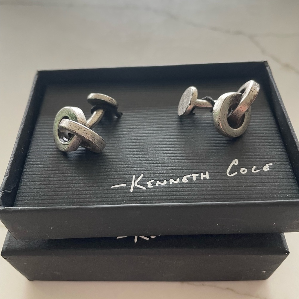 Kenneth Cole Interlocking Silver Cufflinks